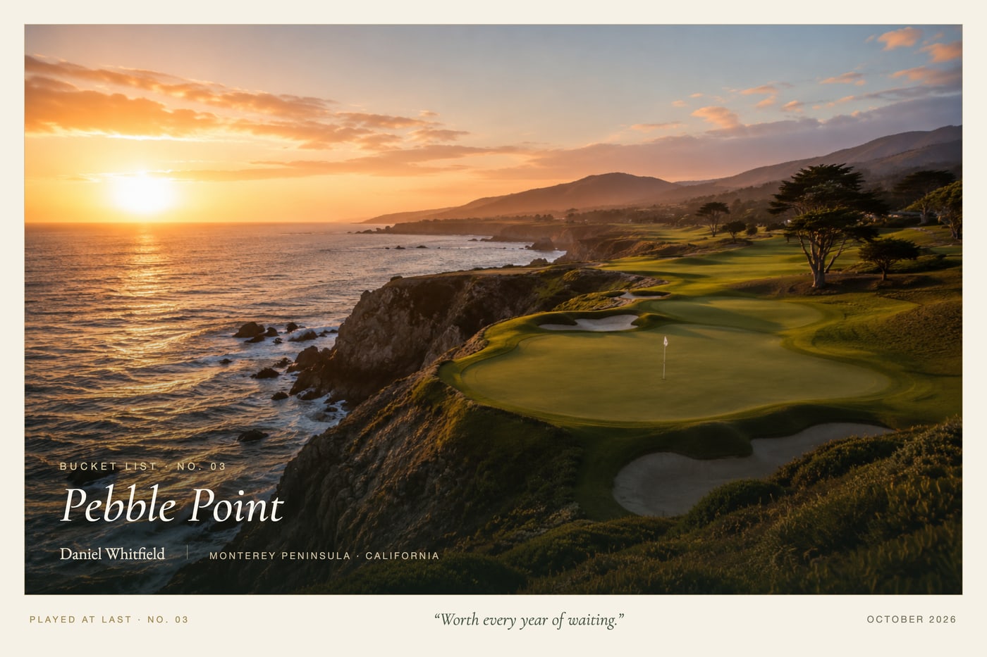 Bucket List print in the Classic Country-Club design, shown with a sample photo and sample copy