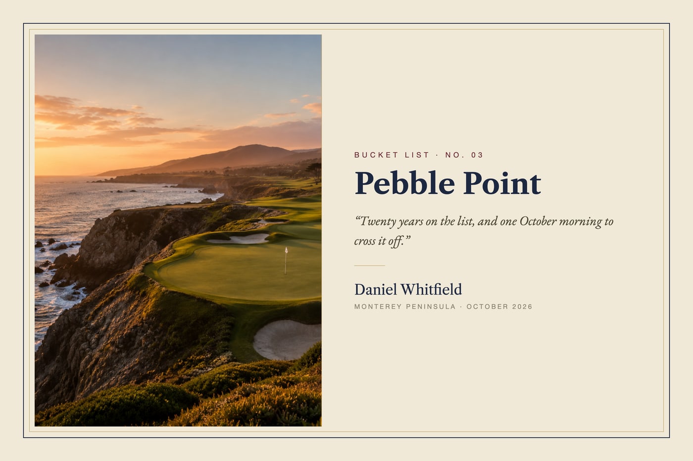 Bucket List print in the Heritage design, shown with a sample photo and sample copy