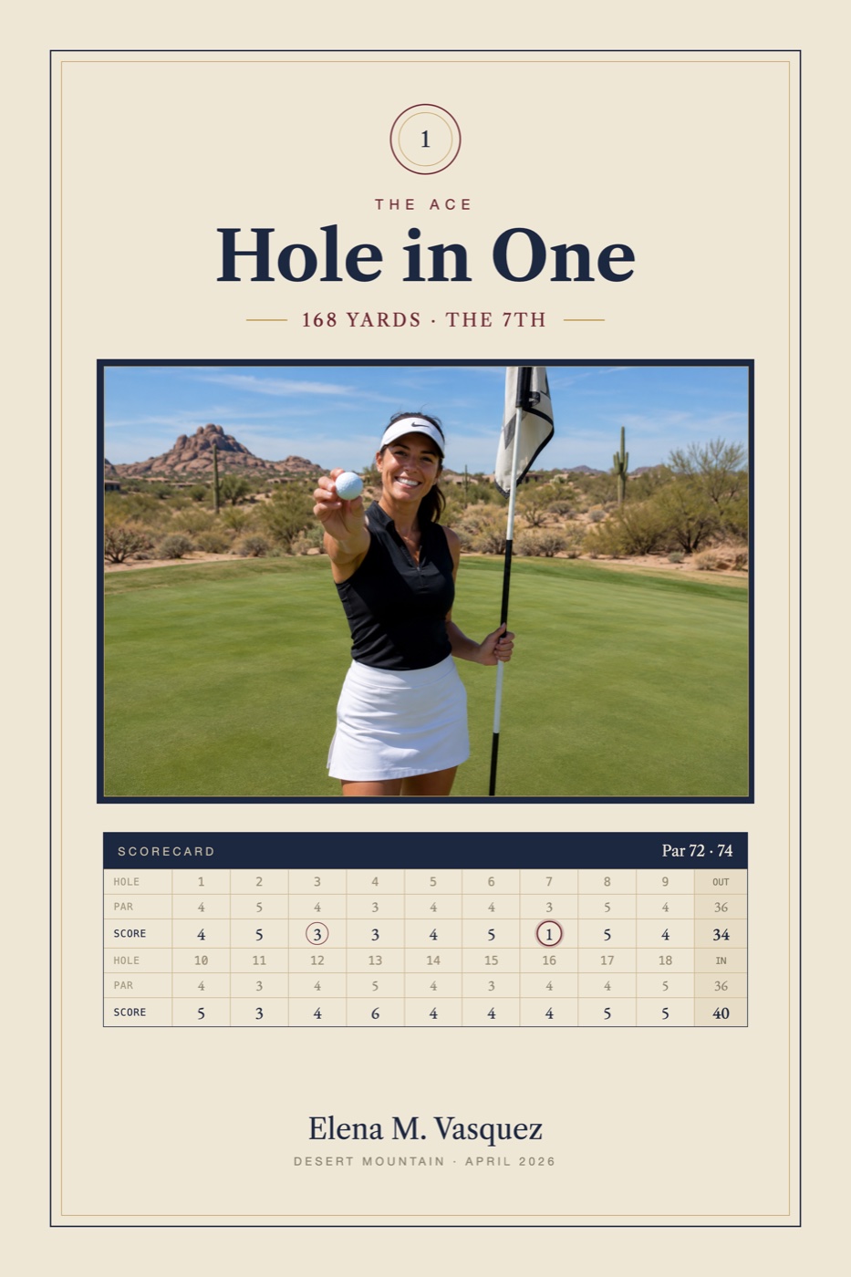 Hole-in-One memory print in the Heritage design