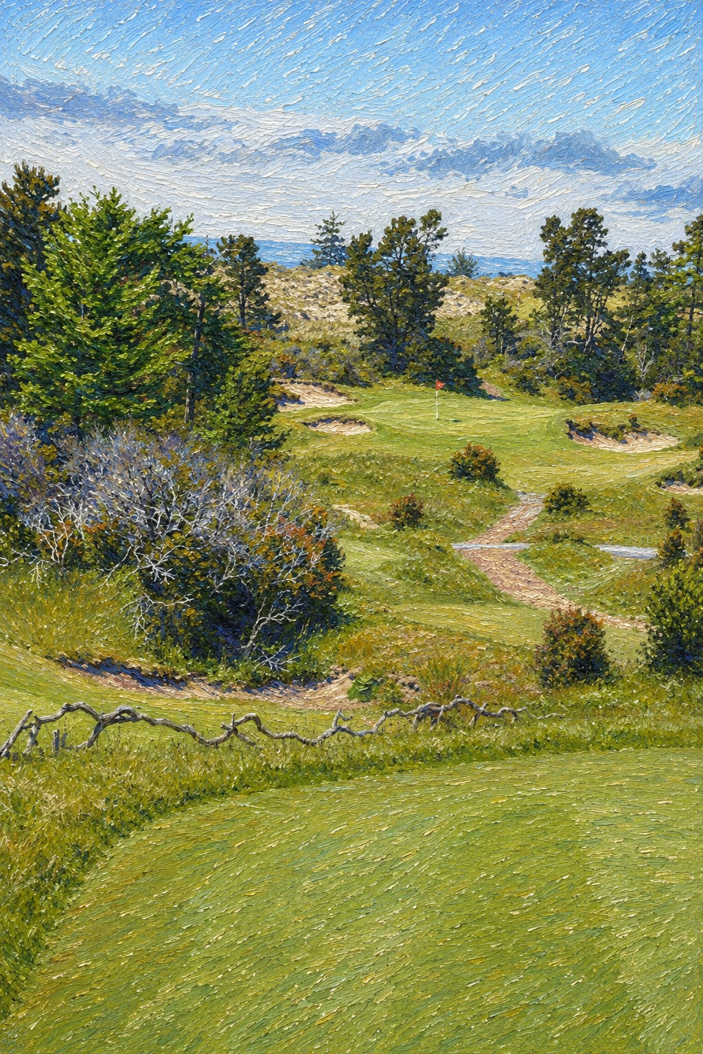 A favorite hole rendered as an Impressionist painting-style print